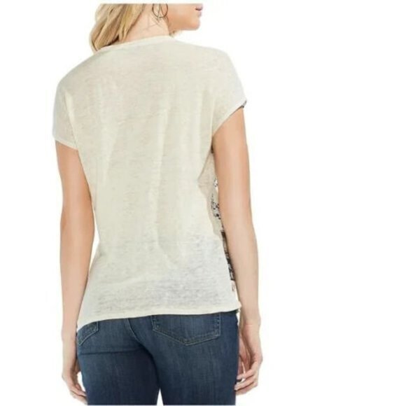 Vince Camuto 100% Linen Top Y2K Retro Bandana Scarf Boho Lagenlook Women's‎ Sz S - Picture 2 of 7